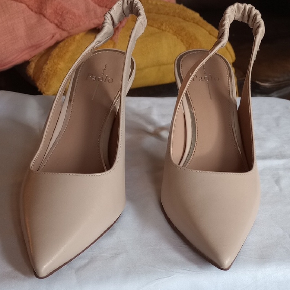 Paolo Women's Cream Slingback Heels
